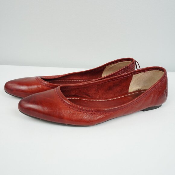 Frye‎ Regina Ballet Dark Red Slip On Flat Shoes Size 7 - Picture 1 of 13